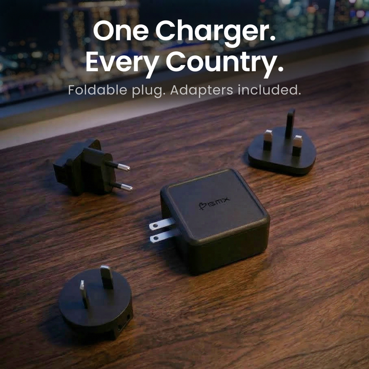 Schnelles 140W USB-C GaN Ladegerät lädt gleichzeitig Laptop, Tablet und Smartphone mit maximaler Leistung.
