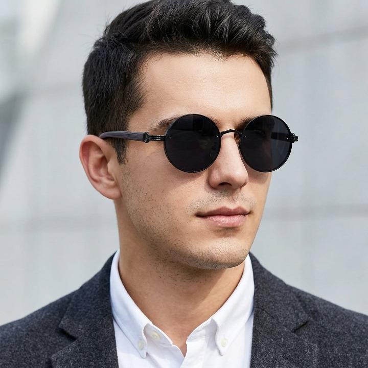 Retro Sonnenbrille unisex, UV400 Schutz. Rundes, leichtes Metallgestell im Vintage-Stil für Damen & Herren.