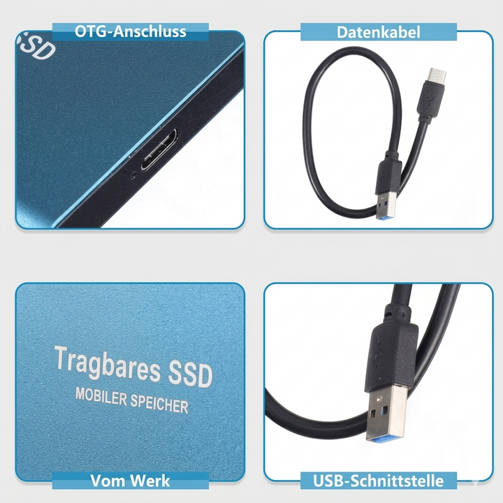 Leistungsstarke externe 2TB SSD für Kreative, schneller mobiler Speicher für Videos, Fotos & professionelle Projekte.