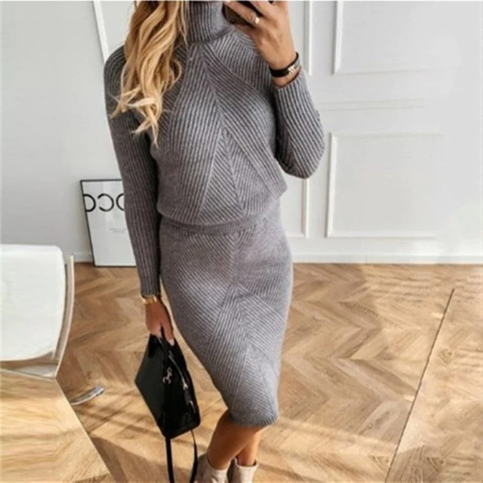 Chices Damen Pulloverkleid, warm und elegant, ideal für Büro und festliche Anlässe im Winter.
