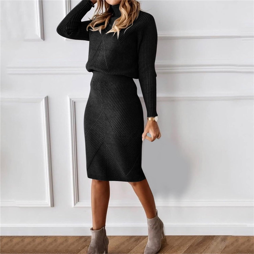 Damen Pullover-Strickkleid, warm & gemütlich. Elegantes Langarm-Kleid für Herbst & Wintermode.
