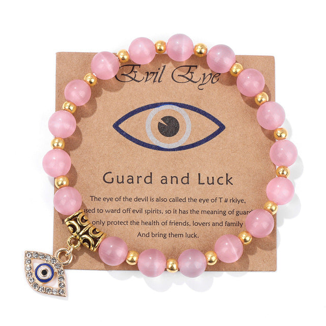 Energiegeladenes Yoga Armband mit Bösem Blick Schutz & Glücks-Charme für Damen & Herren.