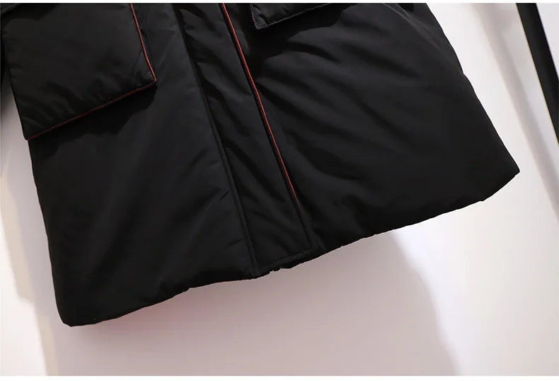 Warme Damen Kapuzenjacke lang, Plus Size, stilvolle Winterkleidung.