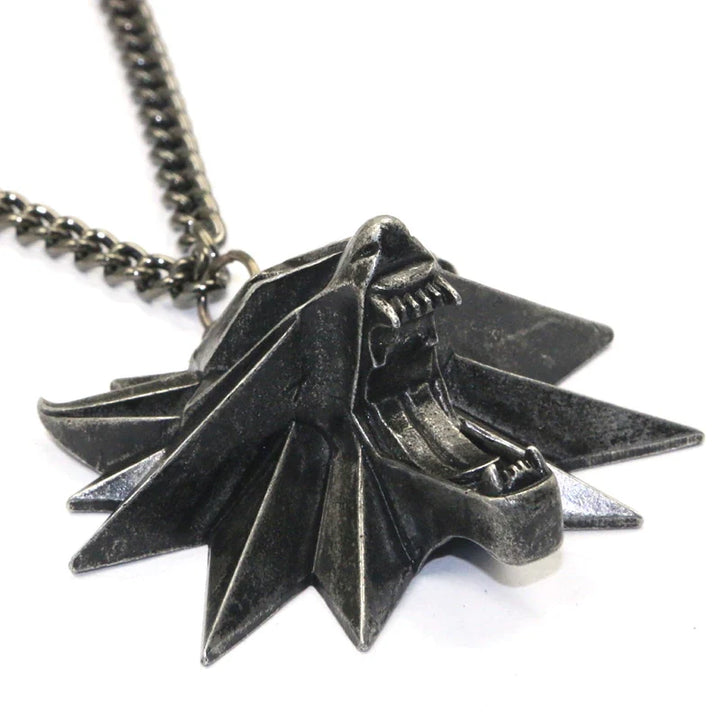 Authentisches Geralt von Riva Wolfsmedaillon, Hexer Anhänger, The Witcher Schmuck aus Edelstahl.