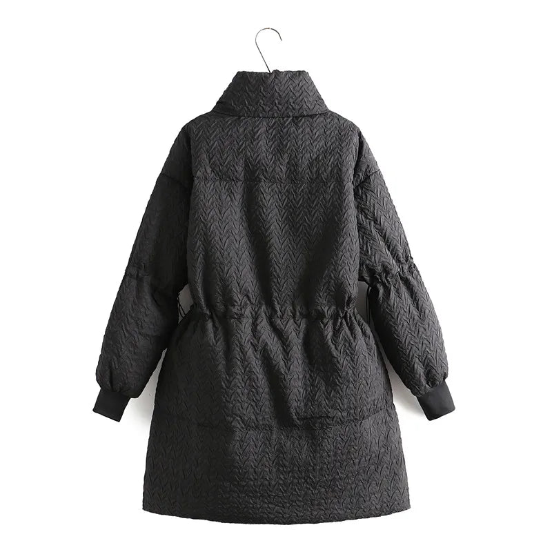 Modischer Damen Steppmantel Übergröße, Schwarz, perfekt für den Winter.