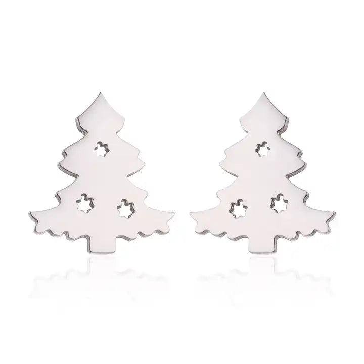 Edle Silberohrstecker als Damenschmuck zu Weihnachten, gefertigt aus poliertem 925er Silber.