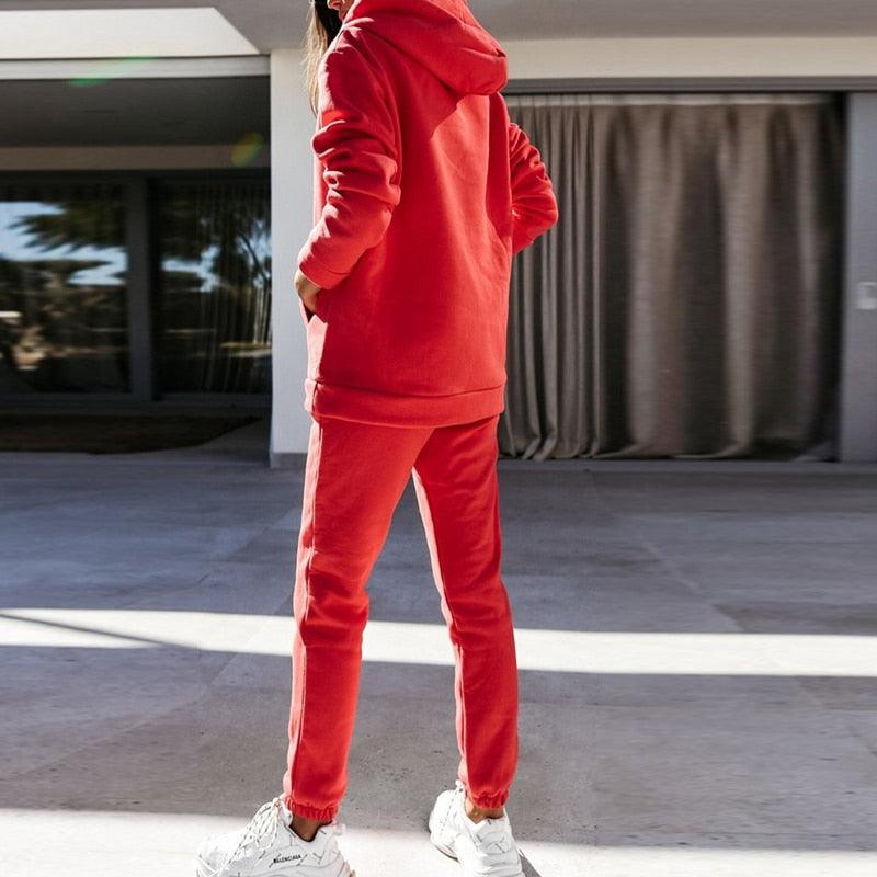 Fashion Damen Herbst Hoodie Pullover & Jogginghose. Komfortabler Sportset Zweiteiler für entspannte Momente.