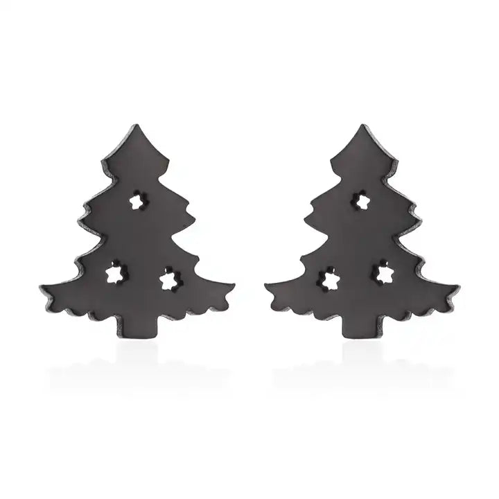 Detailaufnahme der Damen Weihnachts-Ohrstecker aus 925er Silber mit filigranem Festtagsdesign.