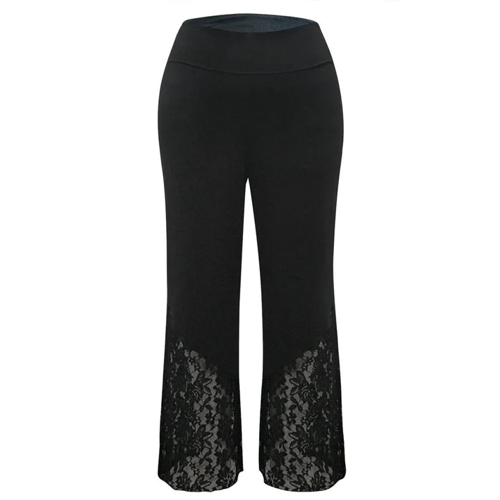 Elegante Damen Freizeithose aus Spitze für Übergröße; weites Bein und High Waist.
