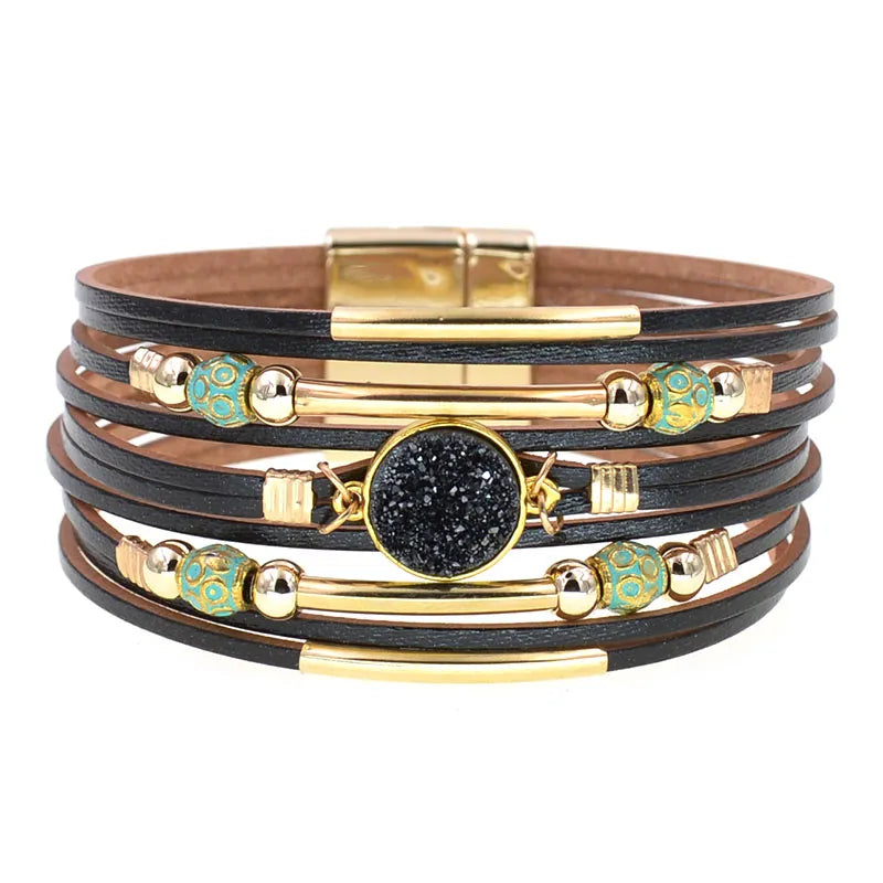 Anpassbares Unisex Boho Wickelarmband. Vielseitiger Multilayer Schmuck für das ganze Jahr.