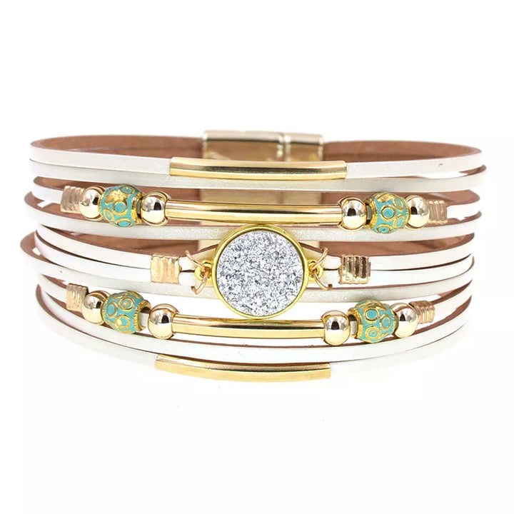 Elegantes Unisex Wickelarmband im Boho-Stil. Modisches Statement-Accessoire für Damen und Herren.