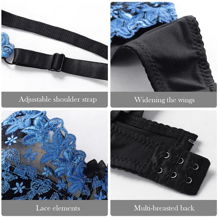 Vielseitiger Push-up BH Damen Übergröße. Eleganter Spitzen BH, kabellos, mit sicherem Rückverschluss für Komfort.