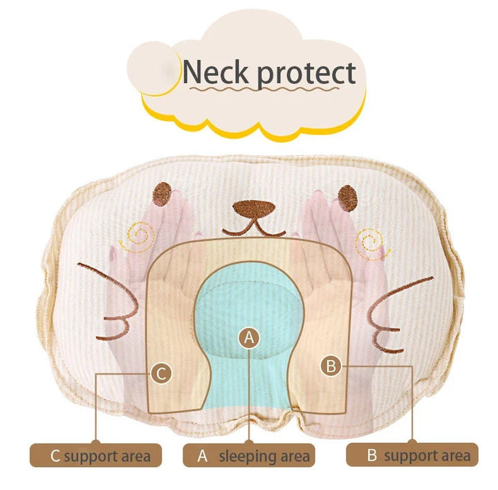 Babykopfkissen in beige für Kinderwagen und Babybett. Orthopädische Unterstützung gegen Plattkopf Syndrom.