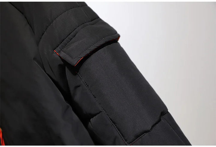 Elegante Damen Winterjacke Plus Size, lange Form, warm und schützend.