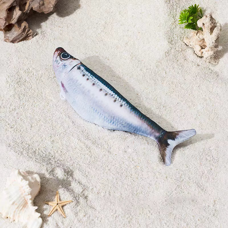 Realistisches Fisch-Katzenspielzeug auf dem Boden, bereit für interaktives Wackeln und Spielspaß.