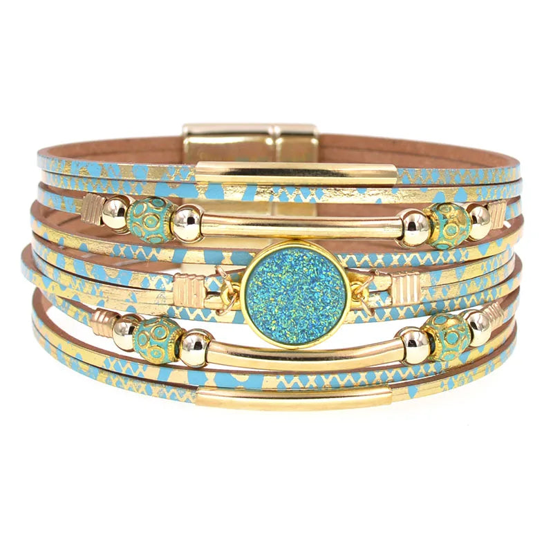 Trendiges Boho Wickelarmband, Unisex Schmuck für jeden Look. Multilayer Design, perfekte Geschenkidee.