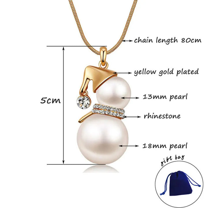 Damen Schneemann-Perlenkette für festliche Eleganz, idealer Weihnachtsschmuck & Winter-Accessoire.
