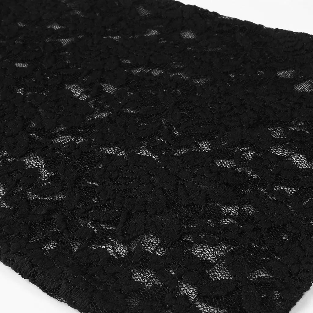 Detailansicht: Damen Freizeithose aus floraler Spitze, High Waist, bequemes weites Bein.