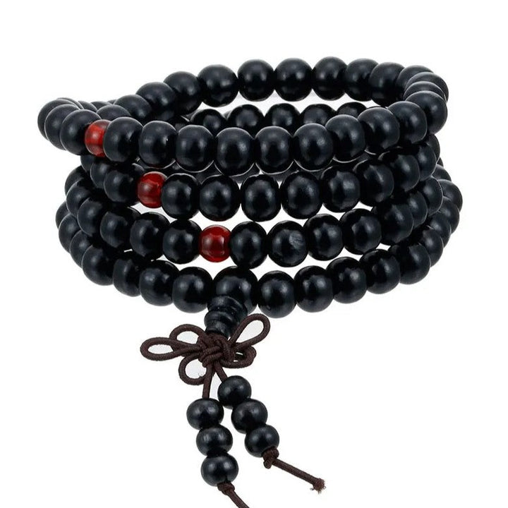 Unisex Meditations-Gebetsperlenarmband aus braunem Sandelholz für Achtsamkeit und Spiritualität.