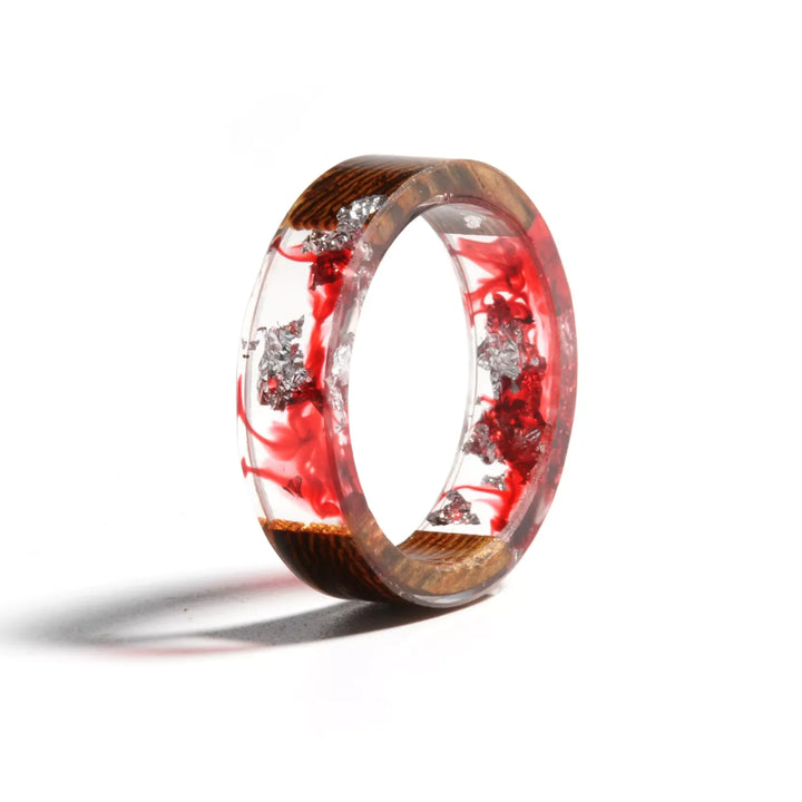 Eleganter Unisex Holzharzring mit integriertem Naturholz, perfektes Geschenk, handgefertigter Harzschmuck.