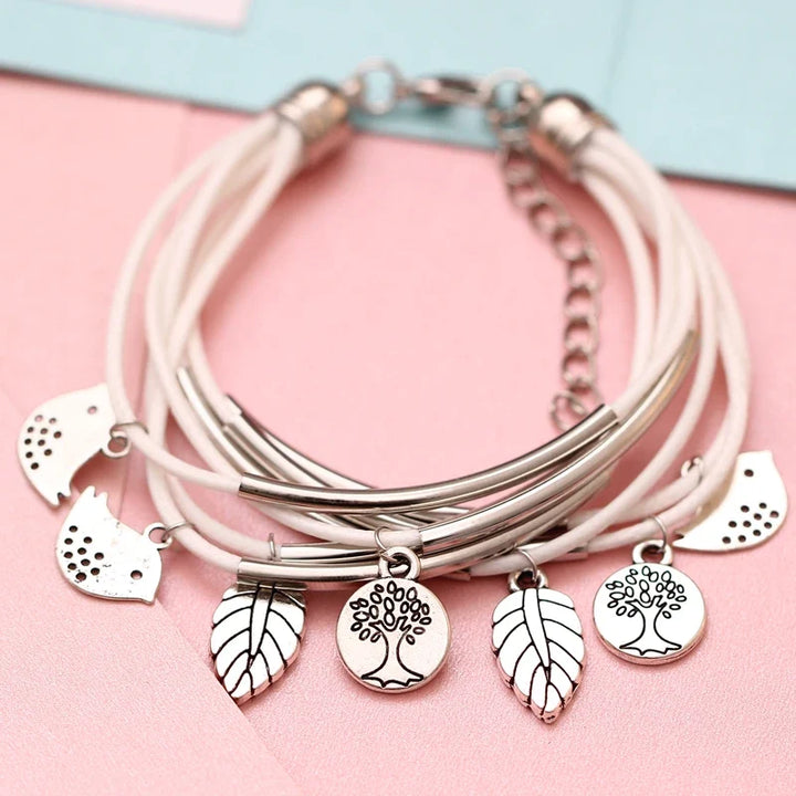 Natur-Armband für Damen und Herren, mehrlagig und verstellbar.