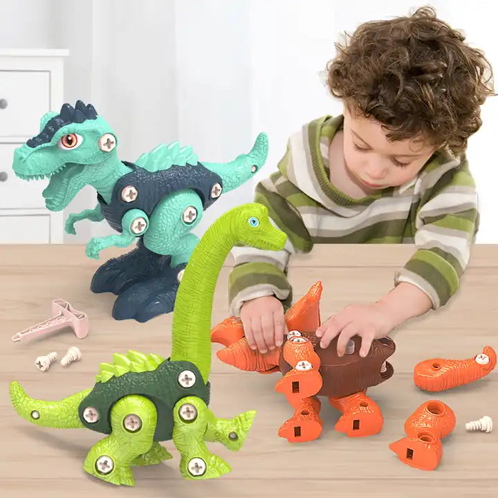 Interaktives Dinosaurier Konstruktionsspielset für kleine Baumeister, fördert Feinmotorik und Kreativität.
