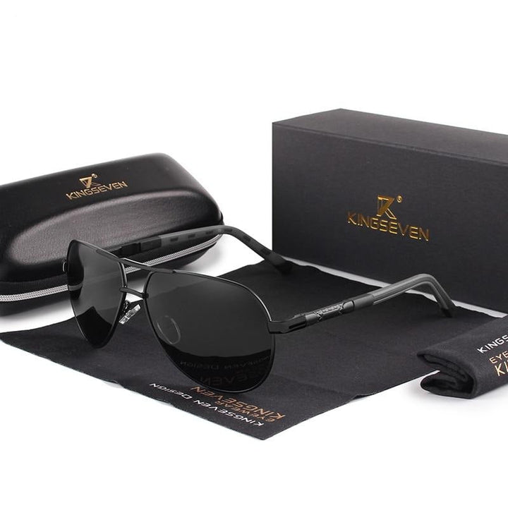 Robuste Vintage-Herrensonnenbrille mit Metallrahmen und UV-Schutzgläsern.