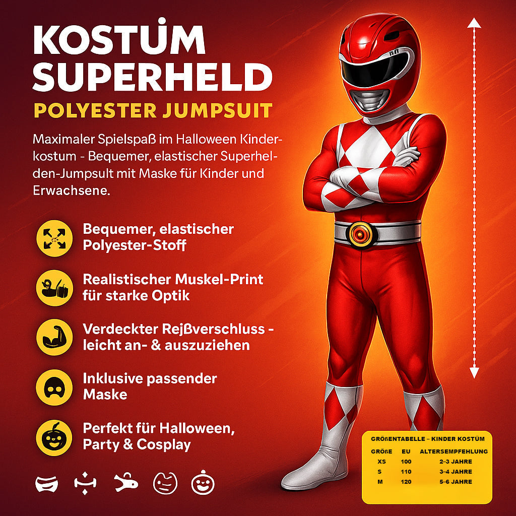 Kinder Superhelden Cosplay Kostüm zum Verkleiden & Spielen, ideal für Halloween & Mottopartys.