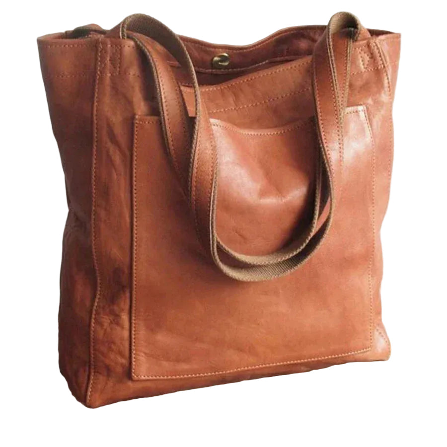 Braune Damen-Schultertasche in Lederoptik. Geräumige Handtasche, elegant für Alltag & Büro.