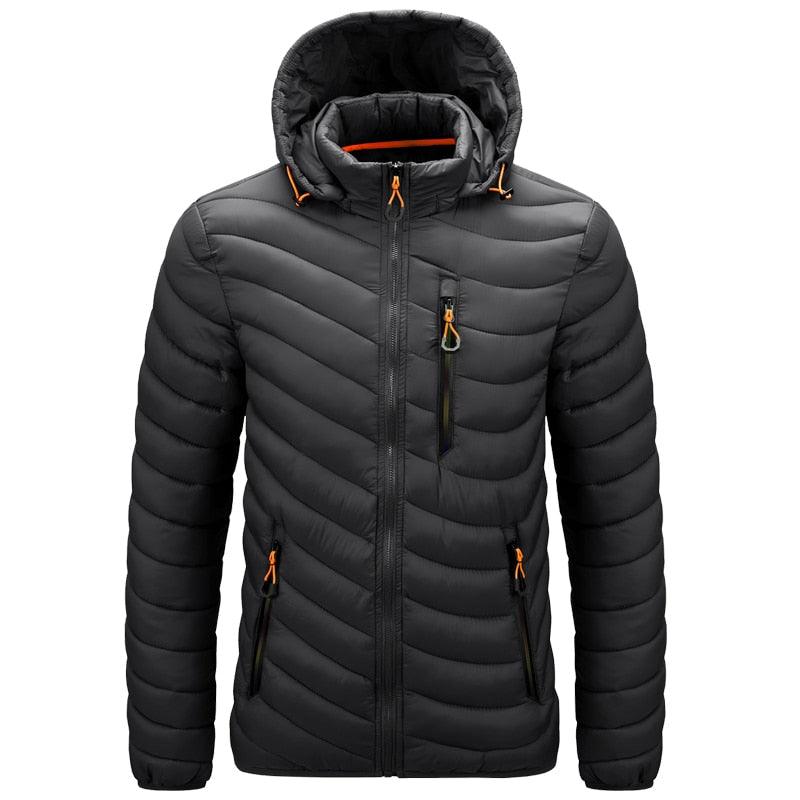 Herren Puffer-Winterjacke mit Kapuze, warm & stilvoll für Outdoor-Aktivitäten, idealer Kälteschutz für den Winter.