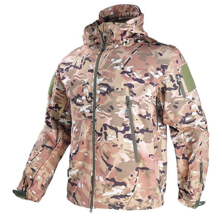 Moderne Herren Militär Softshelljacke, warm, wind- & wasserdicht, ideal für Alltag und Abenteuer.