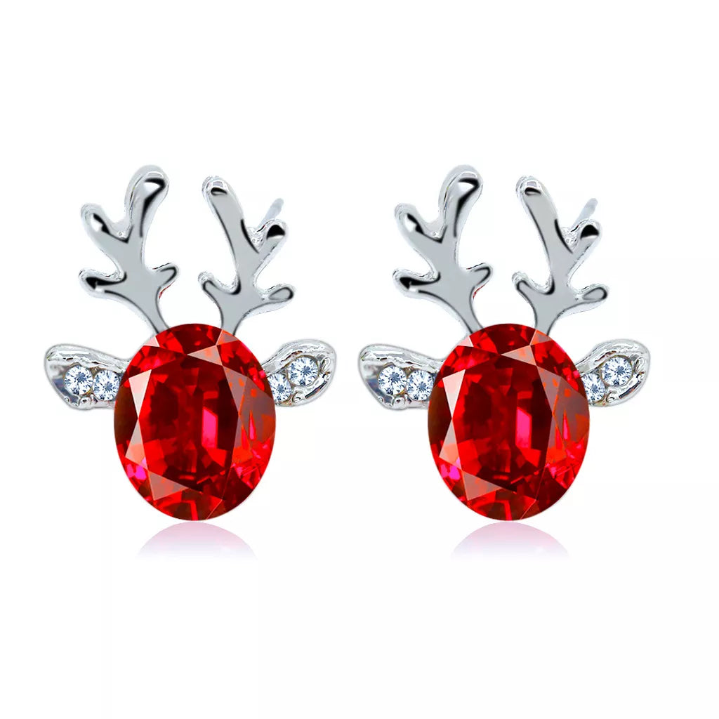 Funkelnde Weihnachts-Ohrstecker in Rentierform für Damen. Mit glitzernden Kristallen verziert, ein tolles Geschenk.