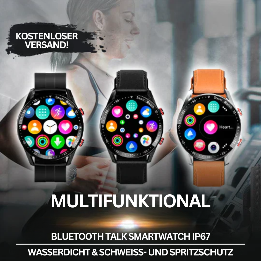 Schwarze Wearable Uhr mit präziser Blutzucker- & Herzfrequenzmessung. Perfekt für Ihre Gesundheit.