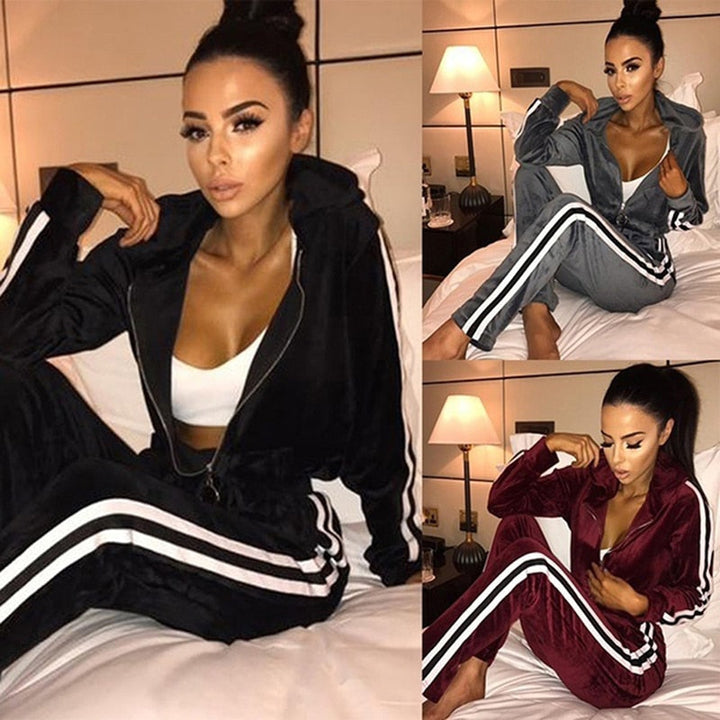 Komplettes Damen Sportbekleidungs-Set, stilvoller Trainingsanzug für Fitness & Freizeit.