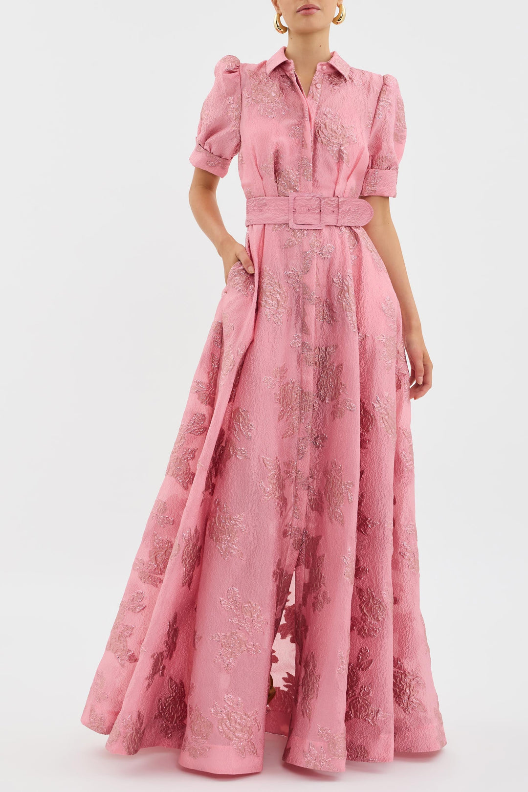 Festliches rosa A-Linien Maxi-Kleid für Damen, ideal als Hochzeitsgast- oder Abendkleid. Stilvoll & elegant.