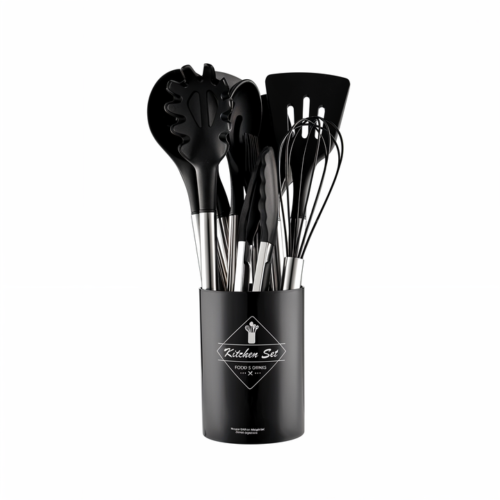 Essentielles 12-teiliges Silikon Küchenutensilien Set für moderne Küchen, antihaft & hitzebeständig.