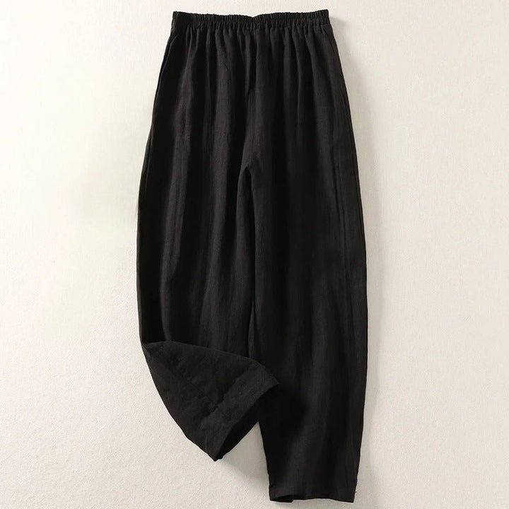 Bequeme Damenhose mit weitem Bein und Elastikbund, perfekte Casual Chic Relaxed Fit Hose für Damenmode.