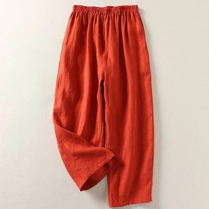 Damen Relaxed Fit Hose mit Elastikbund, bequem und stilvoll für Frühling & Sommer, weite Freizeithose.