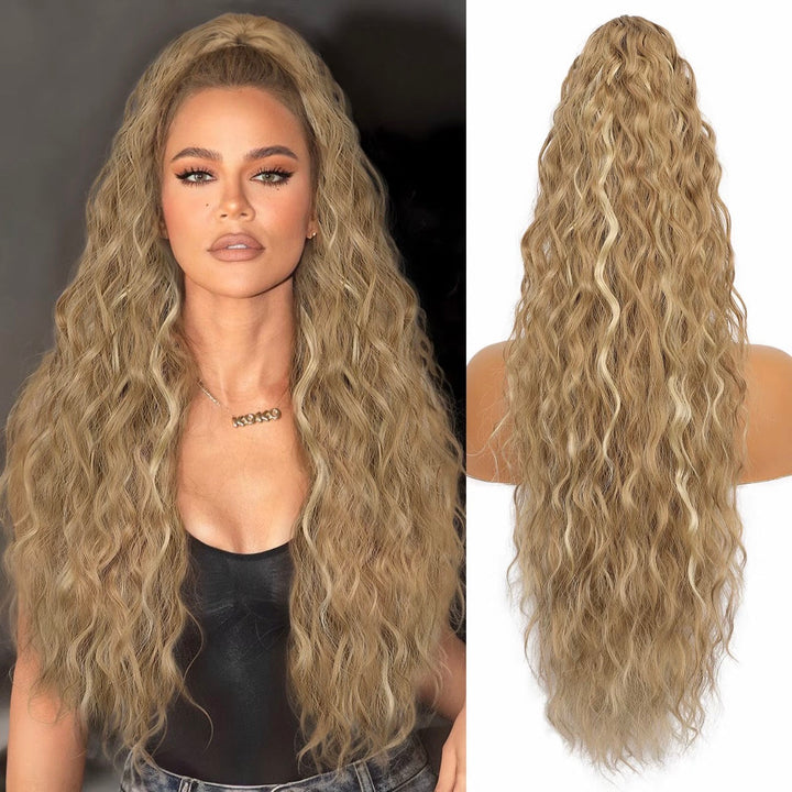 Flexible 76cm Pferdeschwanz-Extension für Damen, wellig, mit Krallenclip für alle Haartypen.