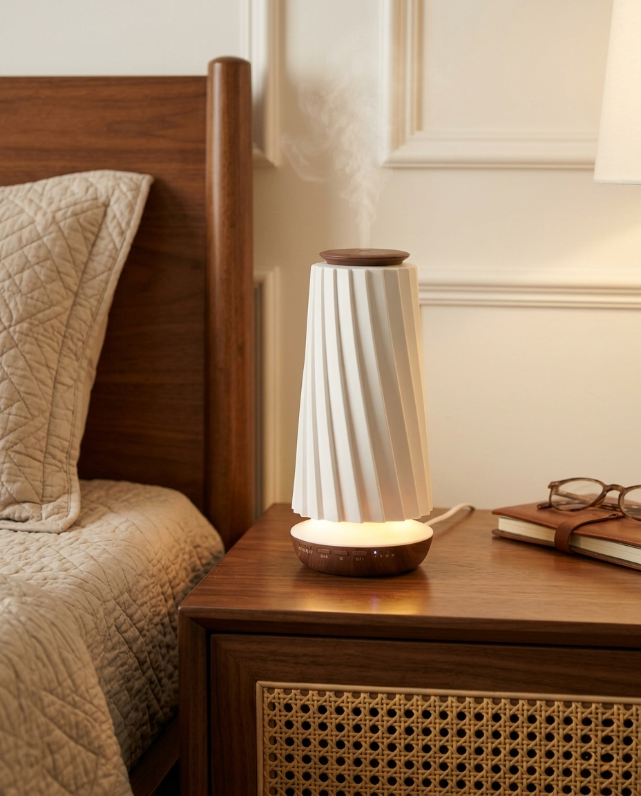Kompakter Aroma Diffusor mit integriertem Bluetooth-Modul für flexible Raumbeduftung und individuelles Wohlbefinden.