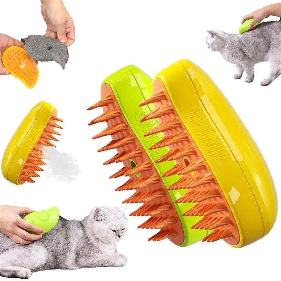 Spezielle Katzenbürste mit Dampf für sanfte Fellpflege, reduziert Verfilzungen & fördert die Entspannung bei Katzen.