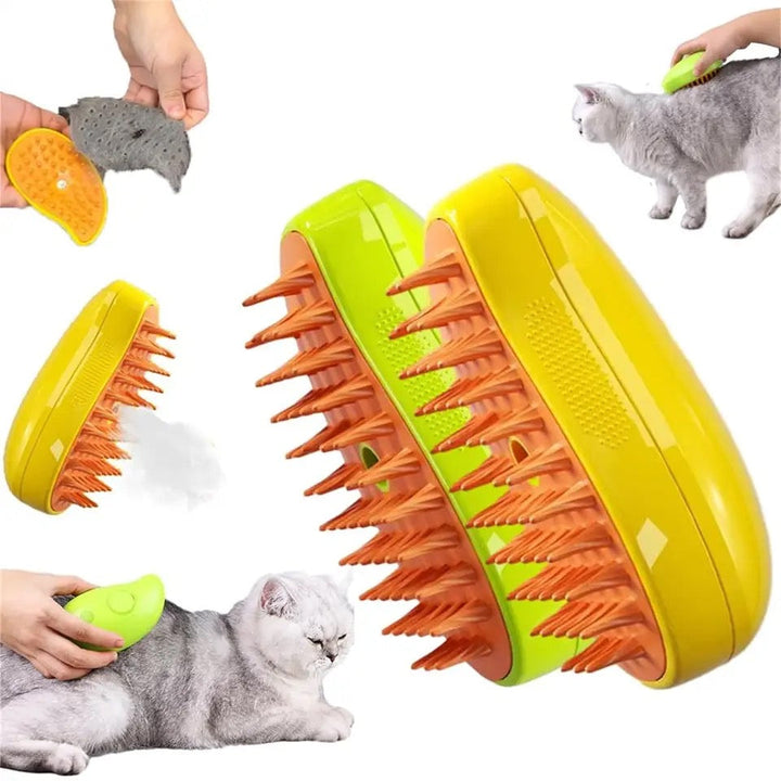 Spezielle Katzenbürste mit Dampf für sanfte Fellpflege, reduziert Verfilzungen & fördert die Entspannung bei Katzen.