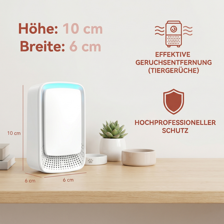Saubere, frische Luft dank diesem effektiven Geruchsentferner für Tierhaushalte – ideal für Allergiker.