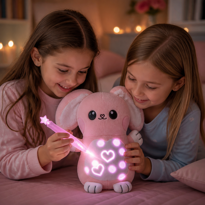 Interaktives leuchtendes Fuchs Kuscheltier. Pädagogisches Plüschtier für Kinder, fördert Sinneswahrnehmung & Spiel.