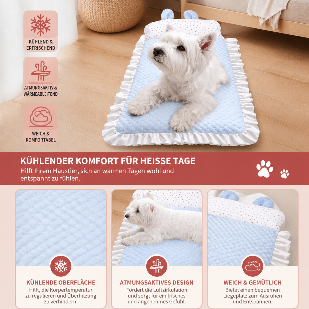 Waschbares Haustierbett mit Kühlfunktion für Hunde. Modernes Design, ideal als Schlafplatz für Ihren Liebling.