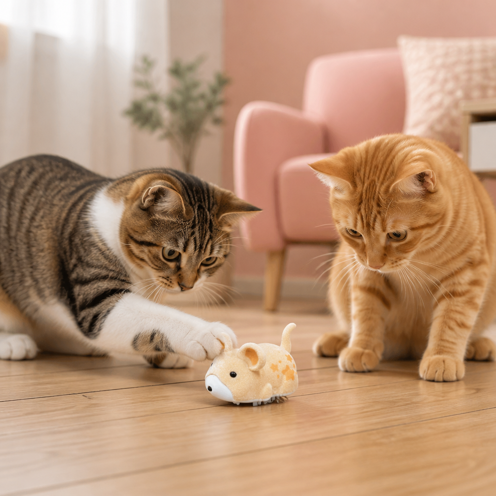 Interaktives Hamster Katzenspielzeug, ideal für neugierige Stubentiger. Fördert Spiel & Bewegung bei Indoor-Katzen.