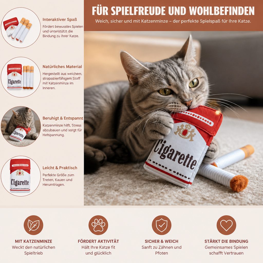 Katzenminze Spielzeugset, fördert Jagdinstinkt u. interaktiven Spielspaß. Weiches Katzenspielzeug als Geschenk.