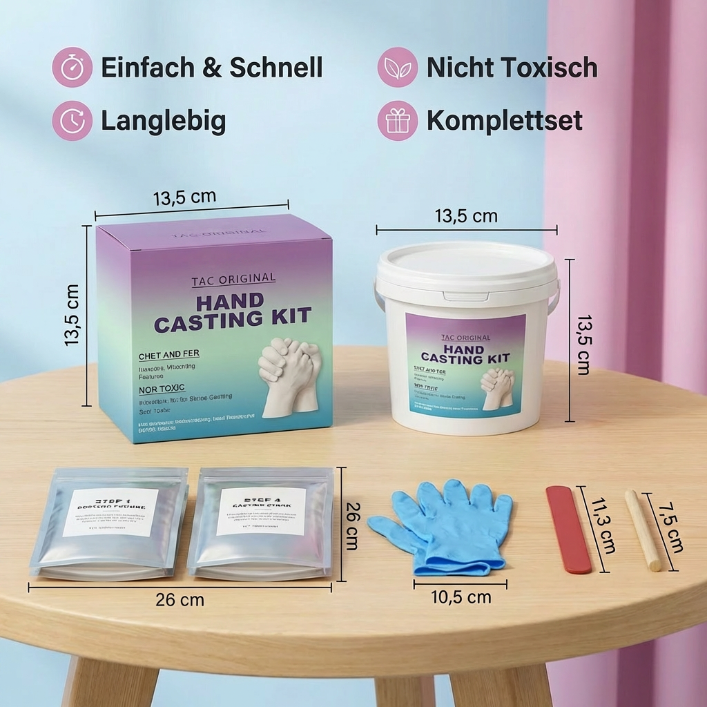 Fertiger 3D Gips Handabdruck, ausgestellt. Besonderes Andenken für Familie/Paare, ideale Geschenkidee & ewige Erinnerung.