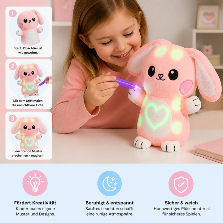 Pädagogisches Bär Kuscheltier mit Leuchtfunktion. Interaktives Kinderspielzeug zur Förderung von Kreativität & Sinn.