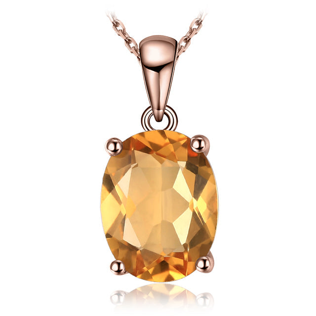 Königlicher Topas Edelstein in ovalem Gelbgold-Anhänger für Damen. Personalisierbares Geschenk.